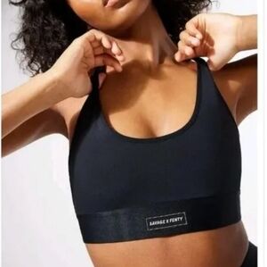 Savage X Fenty Rihanna Black Sports Bra Top Gym Workout Sz.S